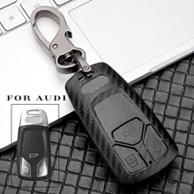 Jingyuqin карбоновый чехол для ключей автомобиля для Audi A1 A3 A4 A5 A6 A7 A8 Q5 Q7 TT TTS Умный брелок Защитная крышка брелок сумка аксессуары