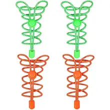 2 пары эластичных шнурков для спорта на открытом воздухе Светоотражающие эластичные ленивые шнурки зеленые и оранжевые свободные эластичные повседневные шнурки