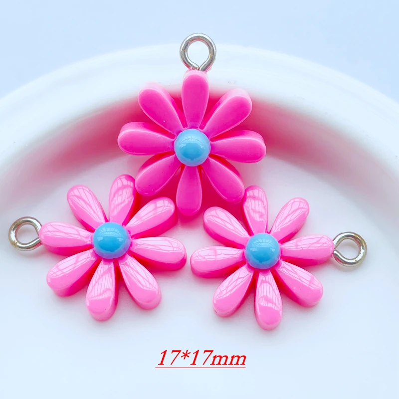 10 Resin Acrylic Cartoon Color Flower Series Pendant Key Chain Pendant Necklace Pendant For DIY Decoration Accessories 061