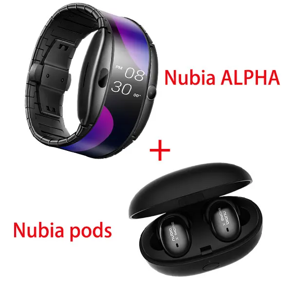 Nubia ALPHA часы телефон 4,0" Складной гибкий дисплей Спорт в режиме реального времени сообщение напоминание Bluetooth Вызов Среднего Воздуха жесты - Цвет: Black