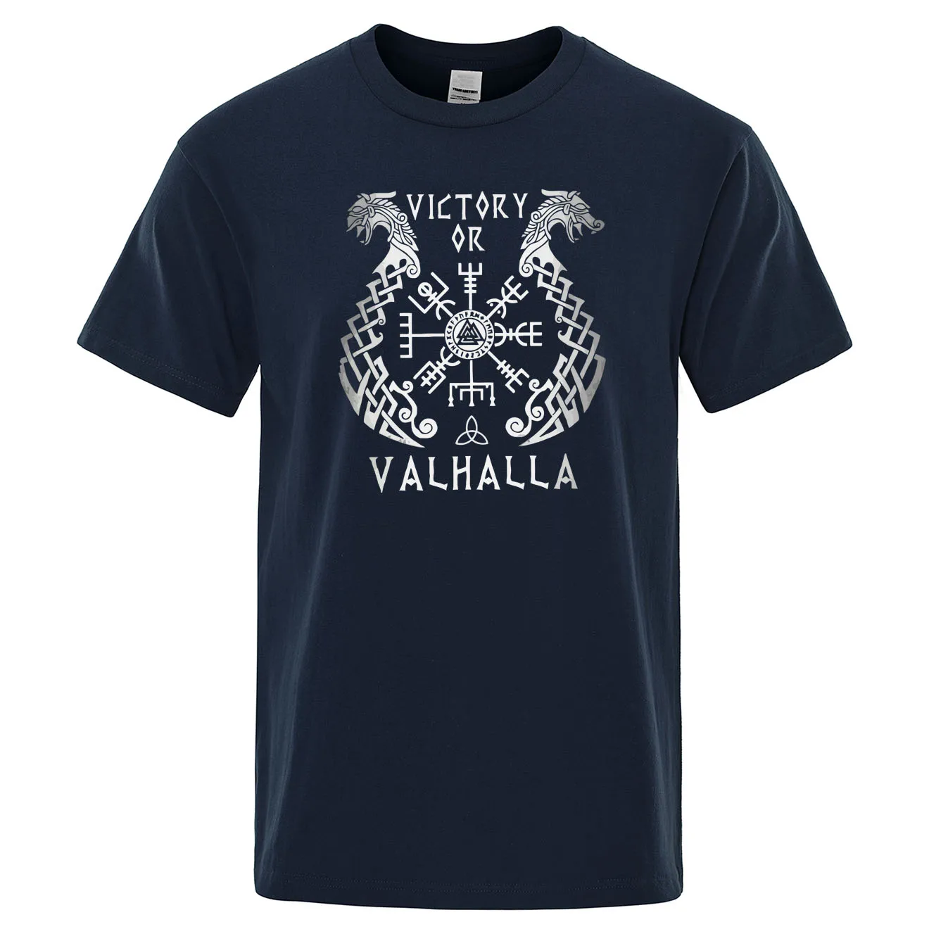 Летняя мужская футболка с принтом, короткий рукав, легенда викингов, Ретро стиль, Классическая футболка, Valhalla Odin, топы, Мужская хлопчатобумажная футболка