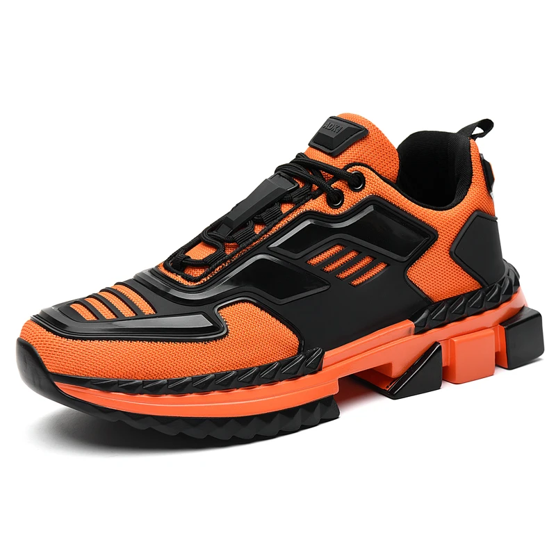 Stylish Designer Running Shoes Men Breathable Mesh Jogging Sneakers Light Walking Shoe Yellow Sneakers for Men Sports Shoes - Цвет: Orange
