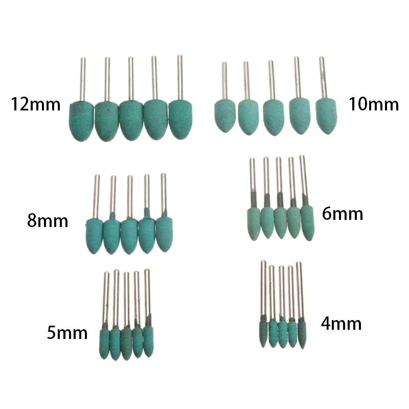 30pcs dia 4/5/6/8/10/12mm Tapered Rubber Polishing Head Mold Metal Fine Grinding Heads Rotary Tool