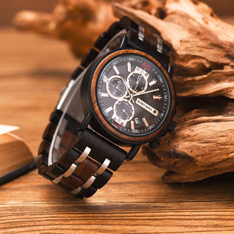 Reloj hombre BOBOBIRD часы мужские наручные часы недели и даты шоу многофункциональные наручные часы хронограф Подарочная коробка V-S18-1