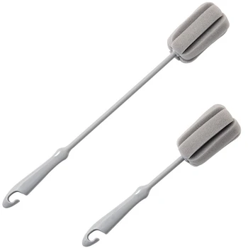 

2Pc Sponge Brush Milk Bottle Cup Glass Washing Cleaning Kitchen Cleaner Tools Cup Cleaning Brush Plastic Short Handle & Long Han