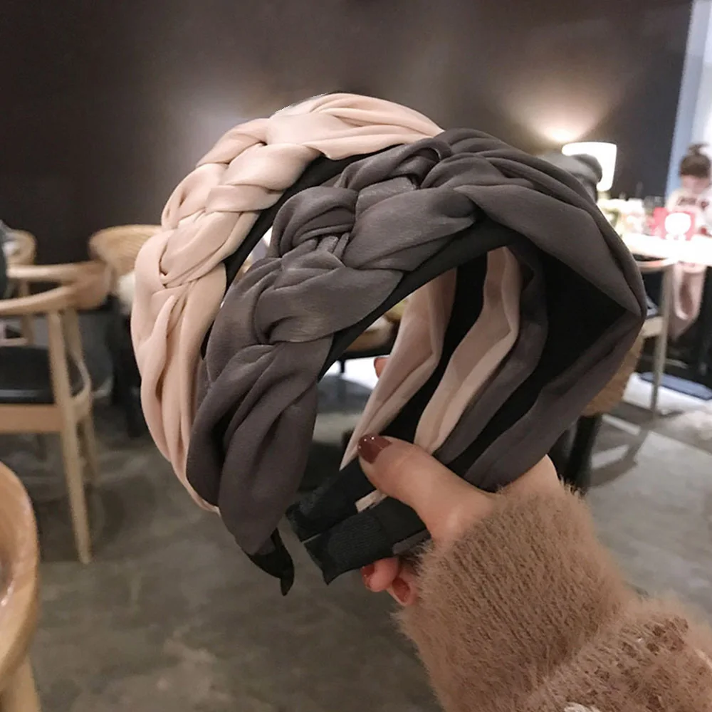 

New arrive Dropship Headband Braid Hairband Women Knotted Vintage Twist Turban Hair Accessories Wide Hair Band Boho Headwear