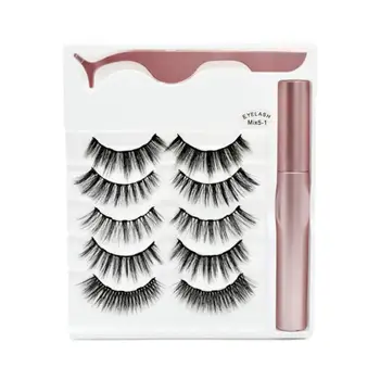 

5 Pairs Magnetic Eyelashes And Eyeliner Set 5 Magnet Wispy Lashes Mink Eyelashes Fake False Faux Makeup Soft 3D Magnetic Na N5X5