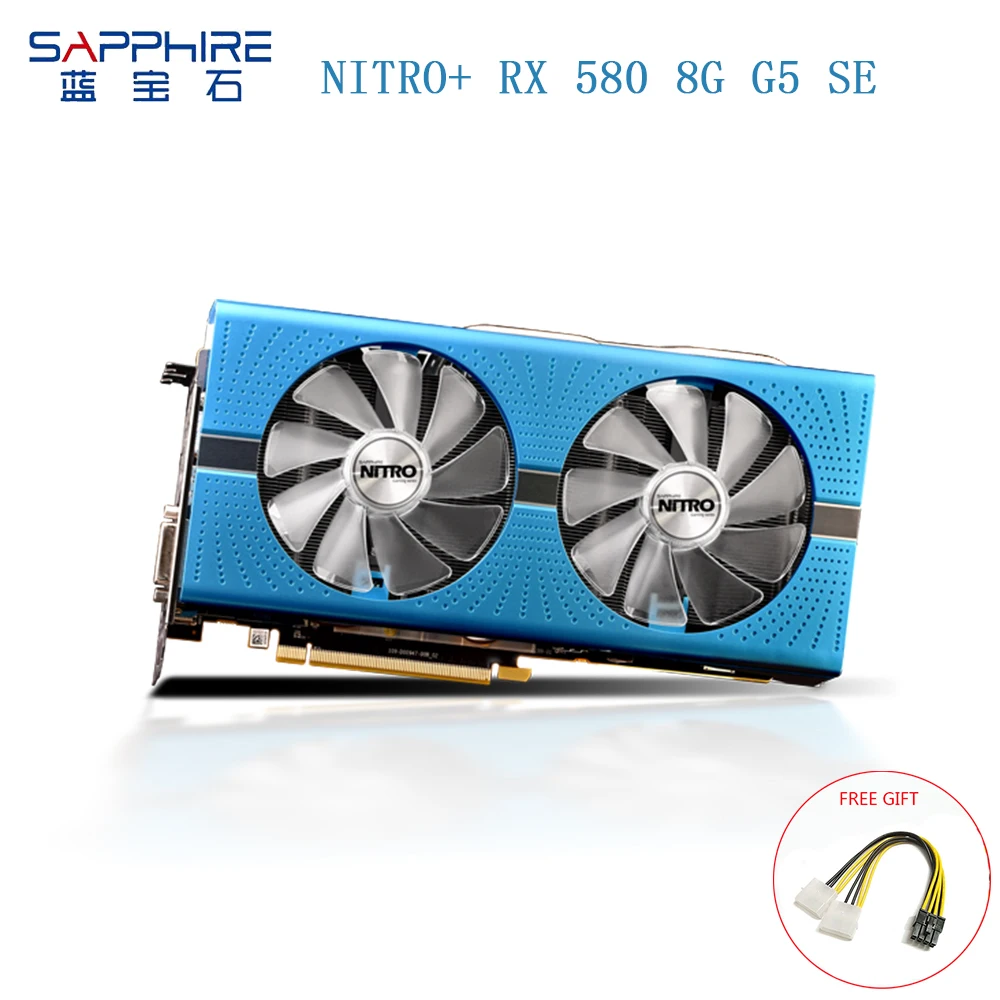 Видеокарта SAPPHIRE AMD Radeon NITRO + RX580 8 ГБ GDDR5 256bit игровая видеокарта для настольного ПК