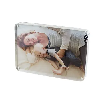 

Free standing Double Sided Seethrough Acrylic Magnetic Photo Picture Frame with Round Corner PF014