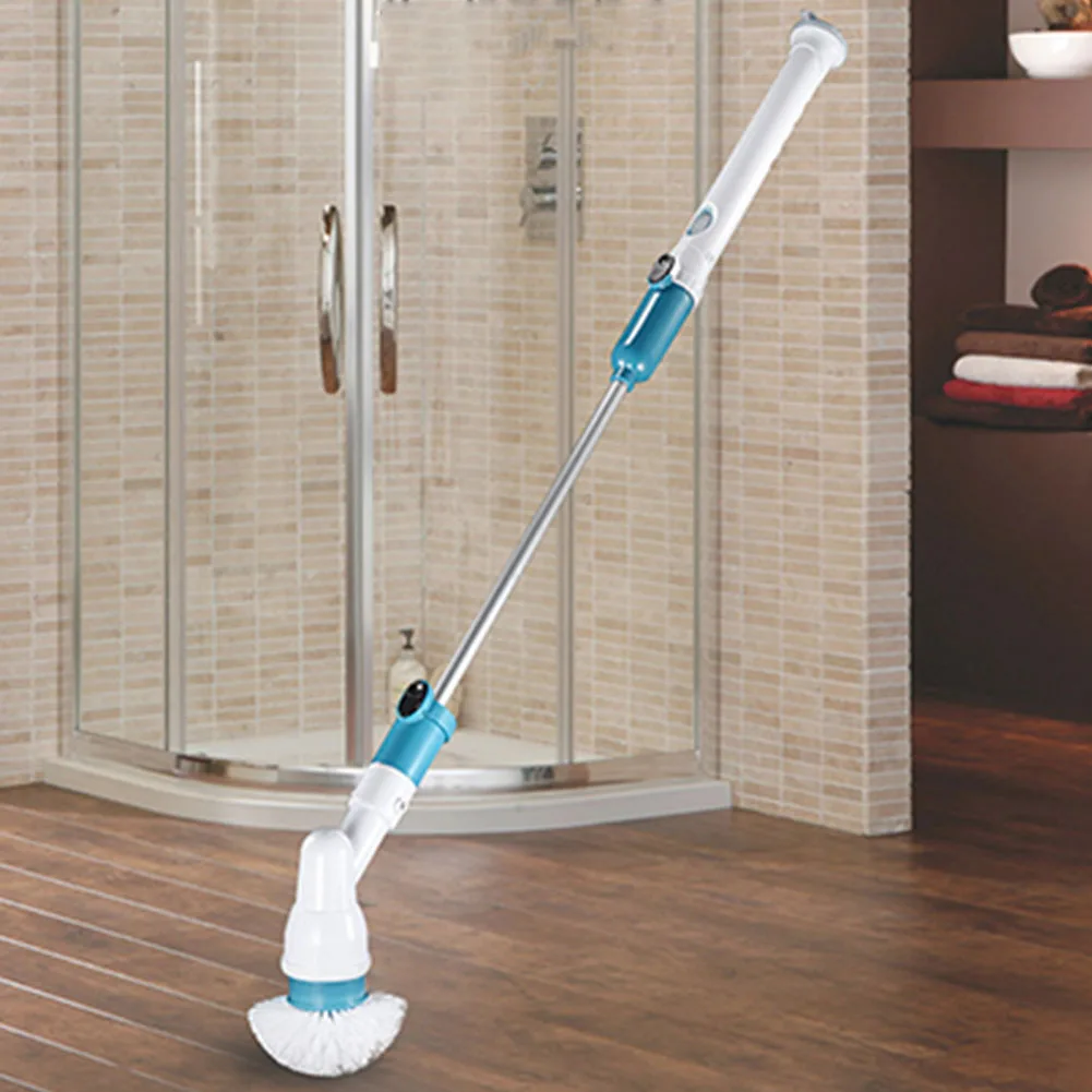Водонепроницаемая щетка для чистки пола с автоматическим вращением и зарядкой для домашнего использования, многофункциональная телескопическая ручка для ванной комнаты, Беспроводная электрическая - Цвет: UK Plug