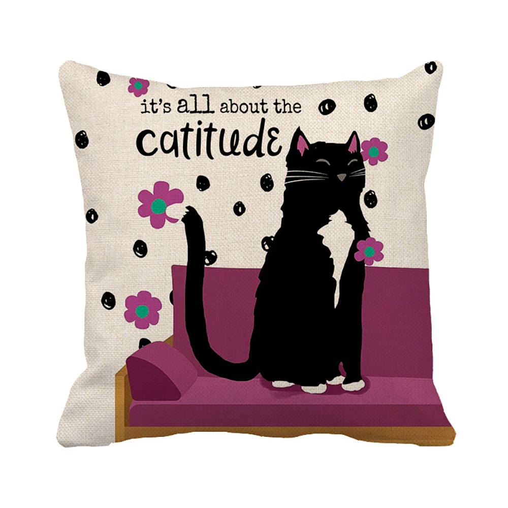 Lychee Animal Printed Cushion Case Colorful Flax 45x45cm Cushion Cover For Bedroom Home Office