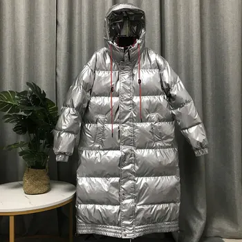 

Thick Winter Long Down Jacket 2020 Women's Coat Parkas Large size Loose Shiny Colorful Fashion Jackets Warm femme hiver DH172