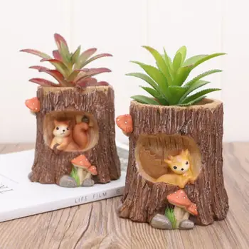 

Cartoon Painting Resin Flowerpot Home Decor Plant Succulent Plant Container 72XF