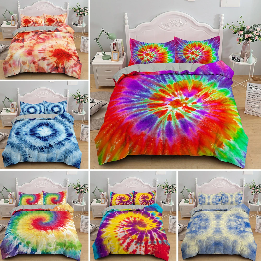 Tie Dyed Duvet Cover Set Luxury Bed Sets Colorful Bedding Cloth Kids Boys Girls Microfiber Quilt Covers King 2 3pcs Dropship Bedding Sets Aliexpress