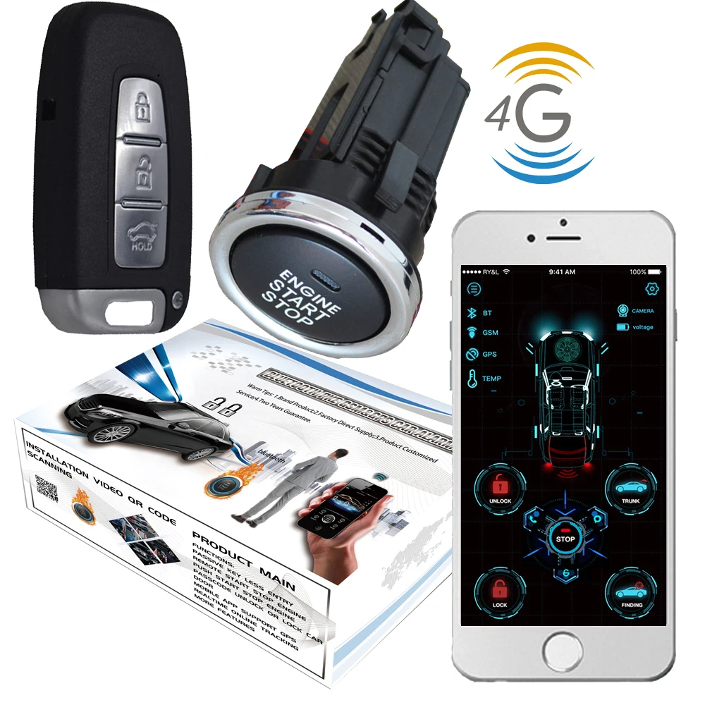 Gps Gsm бесключевая система входа push start stop cardot Smart 4G автомобиль+ сигнализация