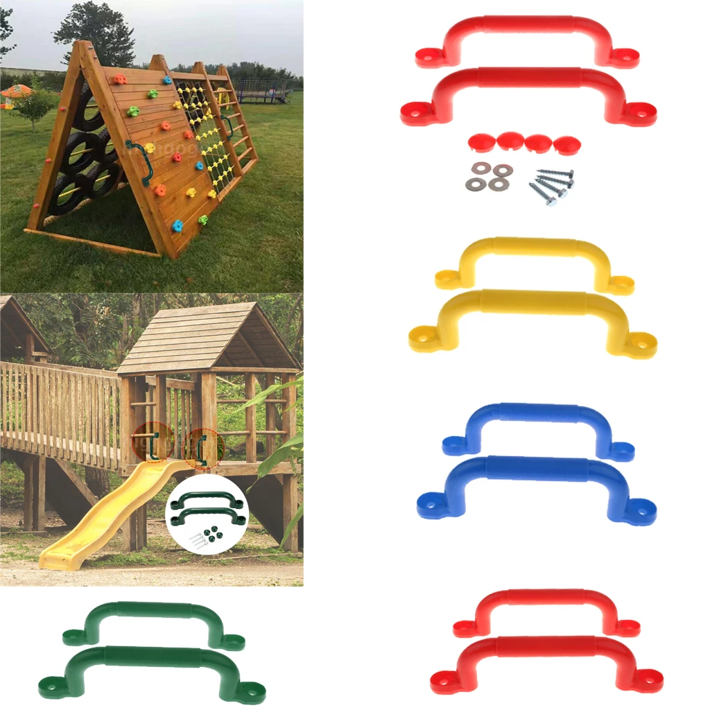 

4 Pairs Safety Hand Grips for Climbing Frame Play House, with Mounting Hardware Kits Kids Swing Set Replacement