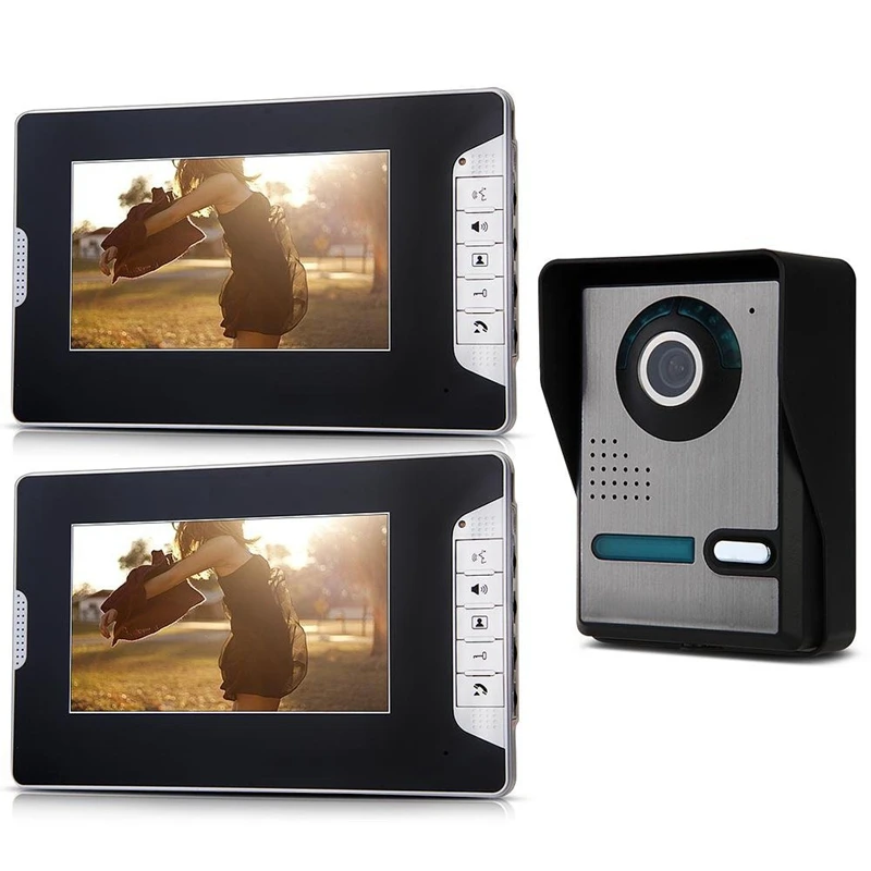 7 &quotцветной TFT LCD 2 двери ИК видеотелефон дверной звонок Домофон|Дверные звонки| |