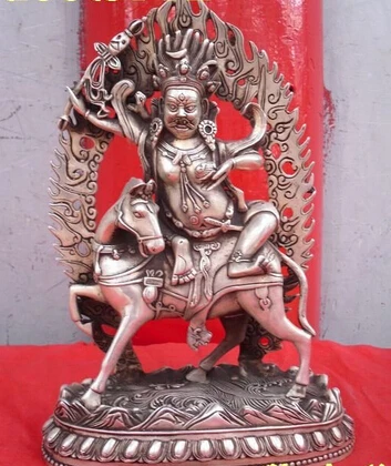 005604 Tibetan Buddhist bronze coated silver Palden Lhamo buddha statue 31 cm (A 0319 discount 35%) | Дом и сад