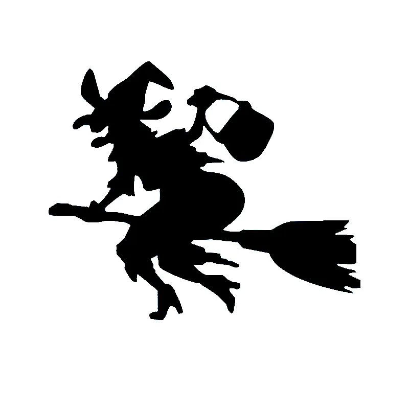 

Car Stickers Cartoon Funny Witch Broomstick PVC Car Decoration Accessories Stickers Waterproof Sunscreen Black/white,15cm*13cm