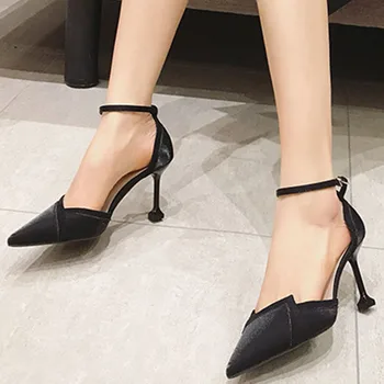 

Karinluna Dropship High Heels Sexy Velvet Lady Pointed Toe Shoes women's ankle-strap Sandals Woman