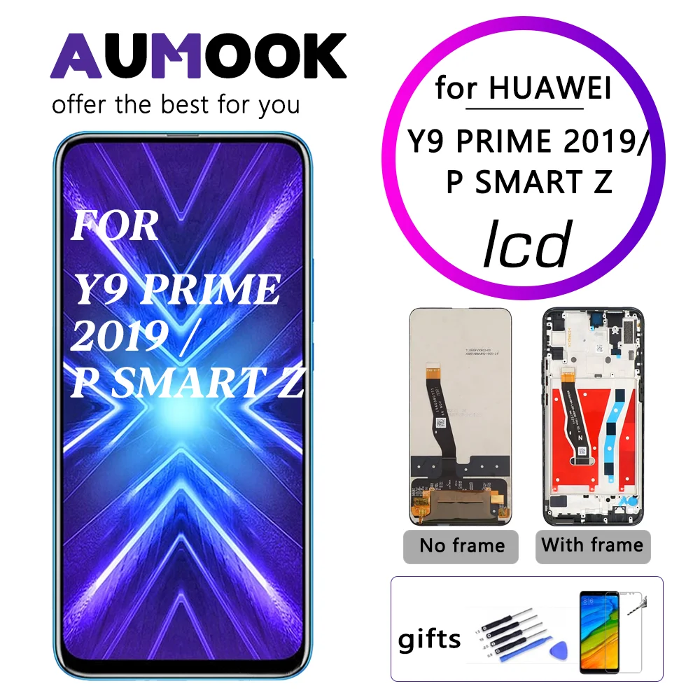 AUMOOK ЖК-дисплей для Huawei 6 59 дюймов Y9 Prime 2019/P Smart Z сенсорный экран Pantalla 2019 дигитайзер