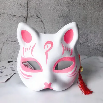 2 шт Вечерние Маски рисованная маска Аниме COS Cat Fox маска с колокольчик-кисточка