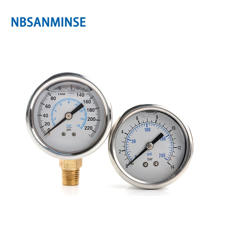 

Mkfale Hydraulic Oil Pressure Gauge SM2SB50B/L 2 inch G1/4 Liquid Manometer Instruments Stainless Steel Gauge