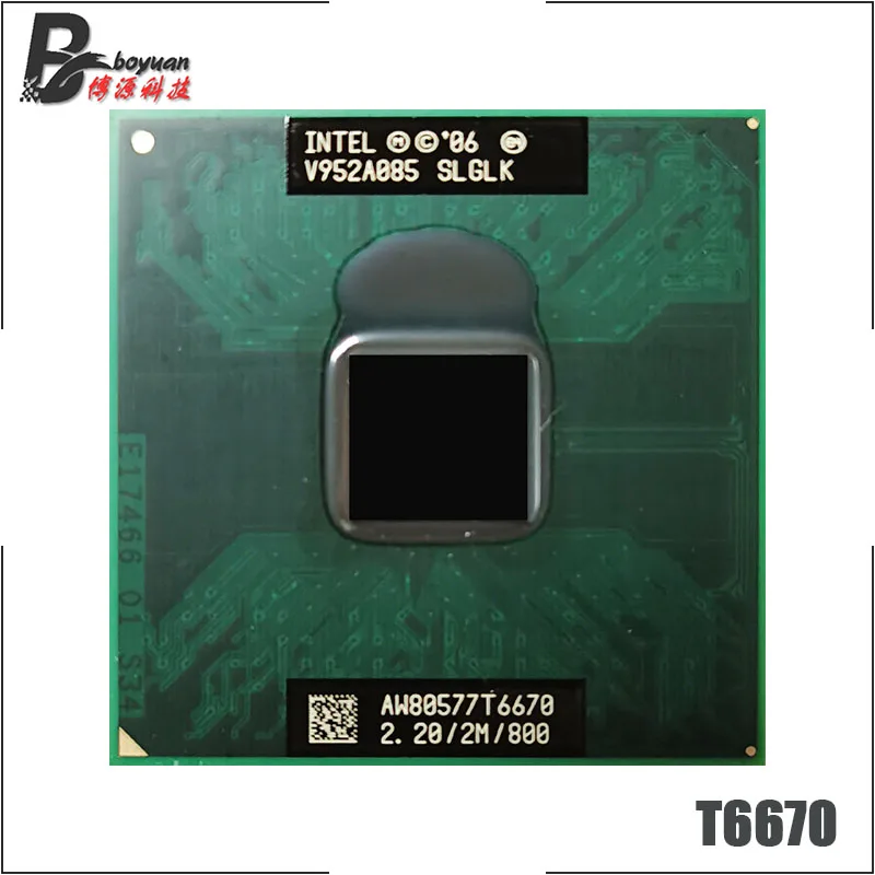 Процессор Intel Core 2 Duo Mobile T6670 SLGF5 ГГц двухъядерный двухпотоковый ЦПУ процессор Мб 35