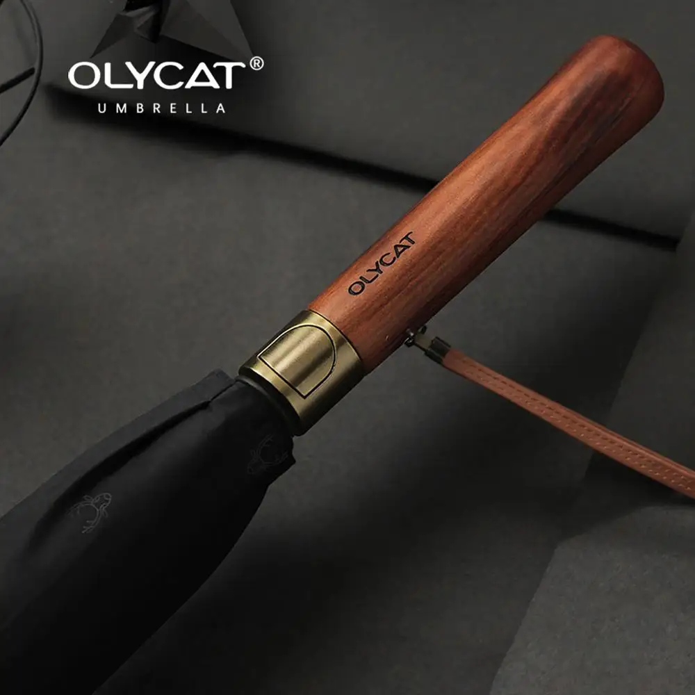 

Olycat Big Umbrella Rain Women Wooden Handle Automatic Umbrella Men Business Windproof 8K Double Layer Golf Sun Umbrella Large