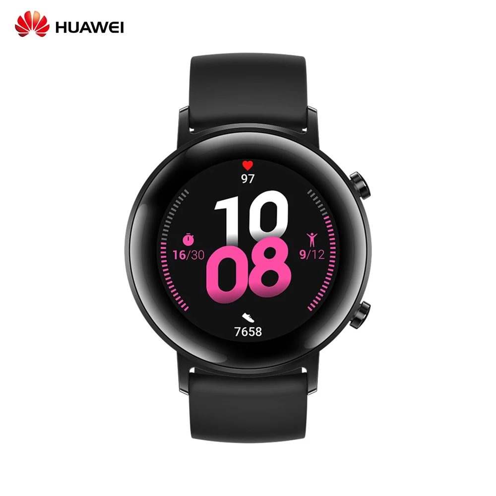Night Black HUAWEI часы GT 2 42 мм 5ATM водонепроницаемые спортивные умные часы с Bluetooth монитор давления сна gps умные часы для Android/iOS - Цвет: Night Black