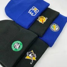 COLDOUTDOOR зимняя вязаная хоккейная шляпа с вышитым логотипом синего и черного цвета