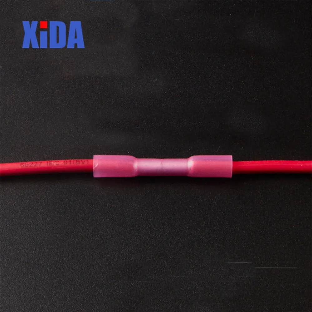 50 шт. Красный 22-18 AWG 0,5-1,5 мм термоусадочный стыковой кабель обжимной разъем для проводов электрические клеммы быстрый соединитель BHT1.25