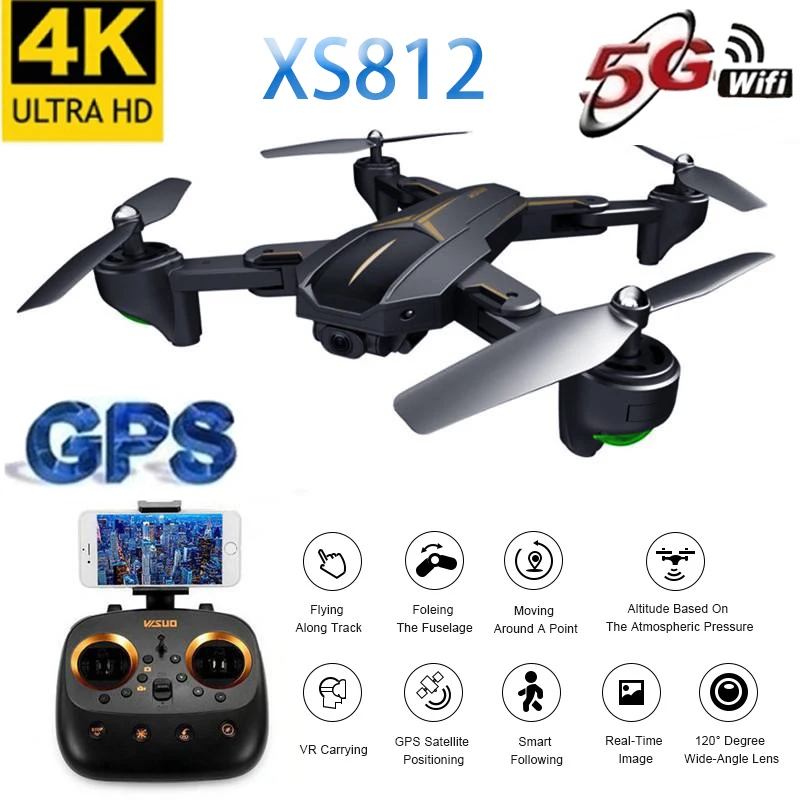 Дрон XS812 с GPS 4K HD камера Wi Fi FPV удержание высоты возврат одной кнопкой вертолет для