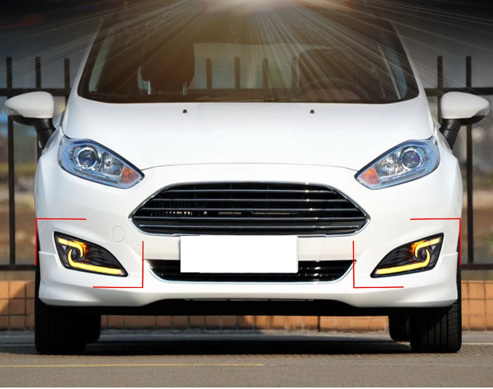 CSCSNL 1 пара для Ford Fiesta 2013 Светодиодный дневной ходовой свет светодиодный DRL противотуманная фара крышка желтый поворотные сигнальные огни