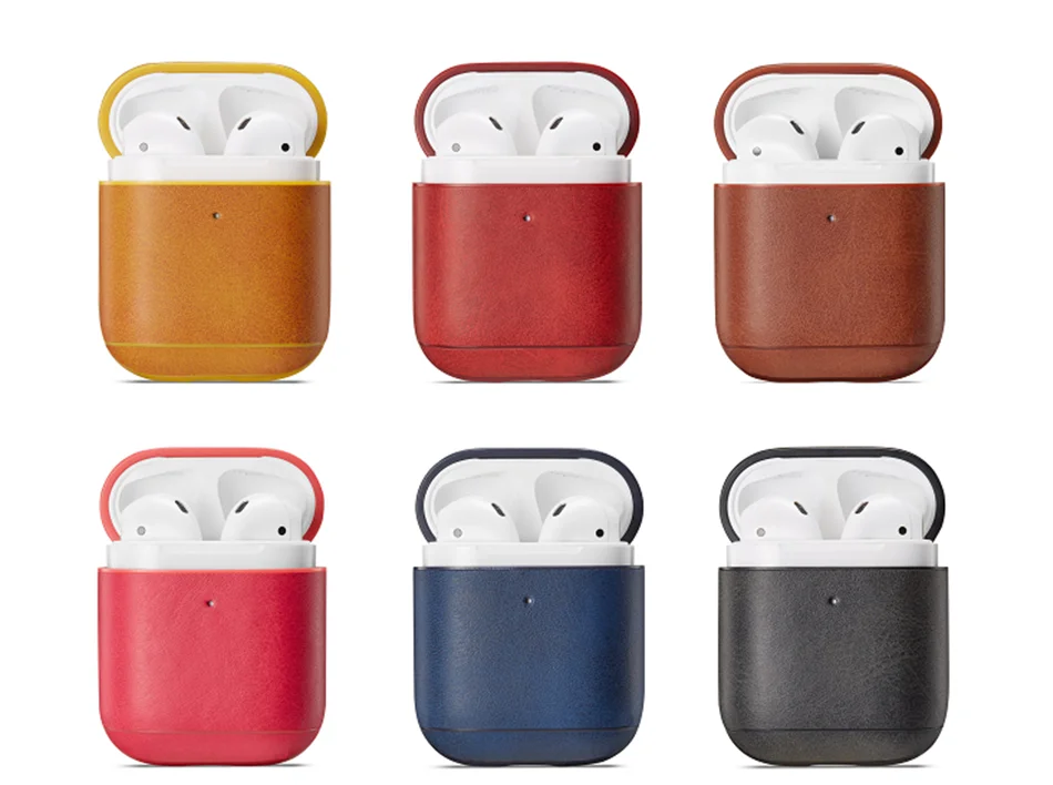 Кожаный чехол KJOEW для Apple AirPods с застежкой-крючком, чехол s для Airpods 1, 2, аксессуары для наушников Bluetooth, тонкий корпус