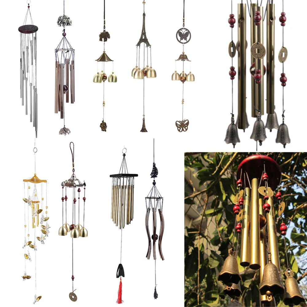 Outdoor Living Wind Chimes Yard Garden Tubes Bells Copper Antique