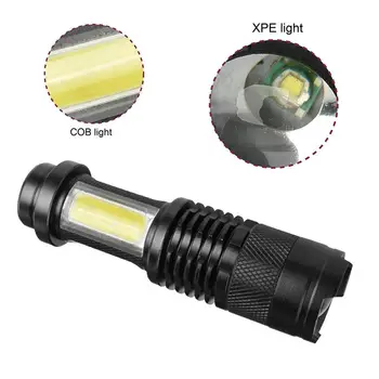 

Mini Portable LED Flashlight Torch With Clip XPE LED+COB Flashlight 4 Modes Torch Lamp Camping Light Flashlight 18650