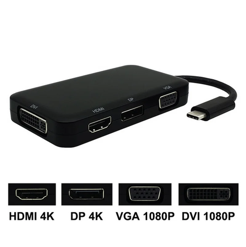 

4 in 1 USB3.1 USB C Type-C to USB3.0 HDMI+Type C VGA DVI DisplayPort DP Cable Thunderbolt 3 Compatible Adapter For Macbook Pro