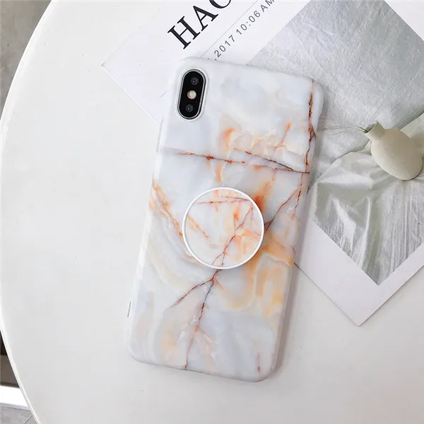 Золотой Для iPhone 11 Pro Max XS MAX X XS XR 6S 6 7 8 Plus мраморный Мягкий Силиконовый ТПУ чехол с подставкой держатель для телефона задний бампер чехол - Цвет: Золотой
