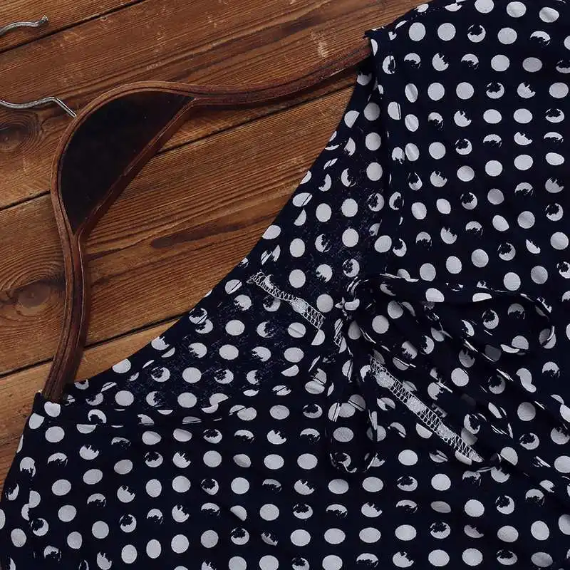 ZANZEA Women Polka Dot Print Midi Dress Elegant Ladies Ruffles Sleeve Vestidos Bohemian Pleated Dress Party Beach Sundress