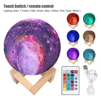 

LED Moon Light Moon Light Moon Lamp Earth Touch Switch Home Decor Knocking Perfect Gift Starry Sky 3D Print 8/15cm Multicolor