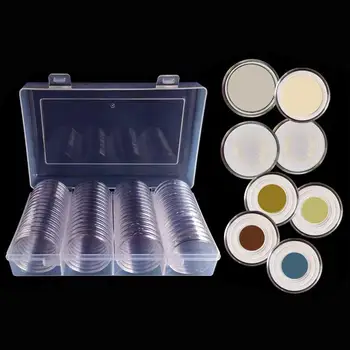 

60PCS Round Coin Capsules With 8 Sizes Protect Gasket Coin Holder Case With Plastic Storage Organizer Box For Coin Collection