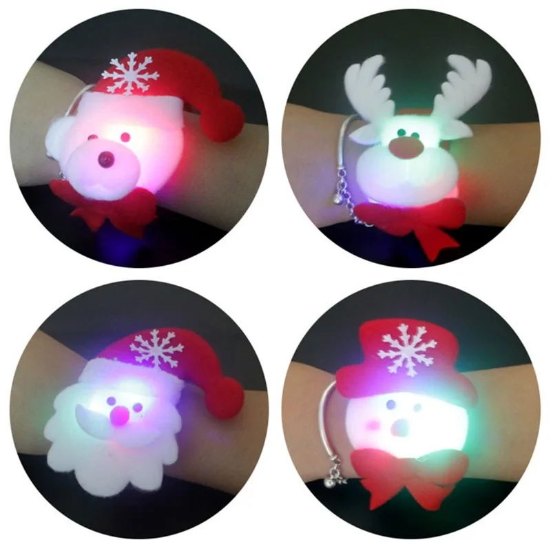 Рождественский подарок для детей похлопывающие круглые часы-браслет рождественские часы Санта-Клаус Снеговик Олень новогодние вечерние игрушки украшения на запястье - Цвет: Snowman