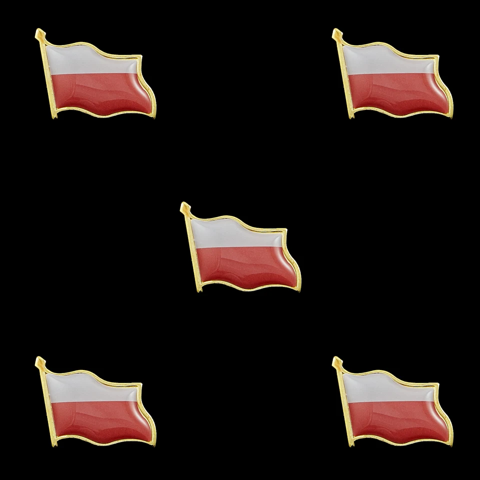 

5PCS Souvenir Poalnd Epoxy Multicolor Waving Flag Lapel Pins Fashion Flag Badge Pin Medal Brooches Gifts