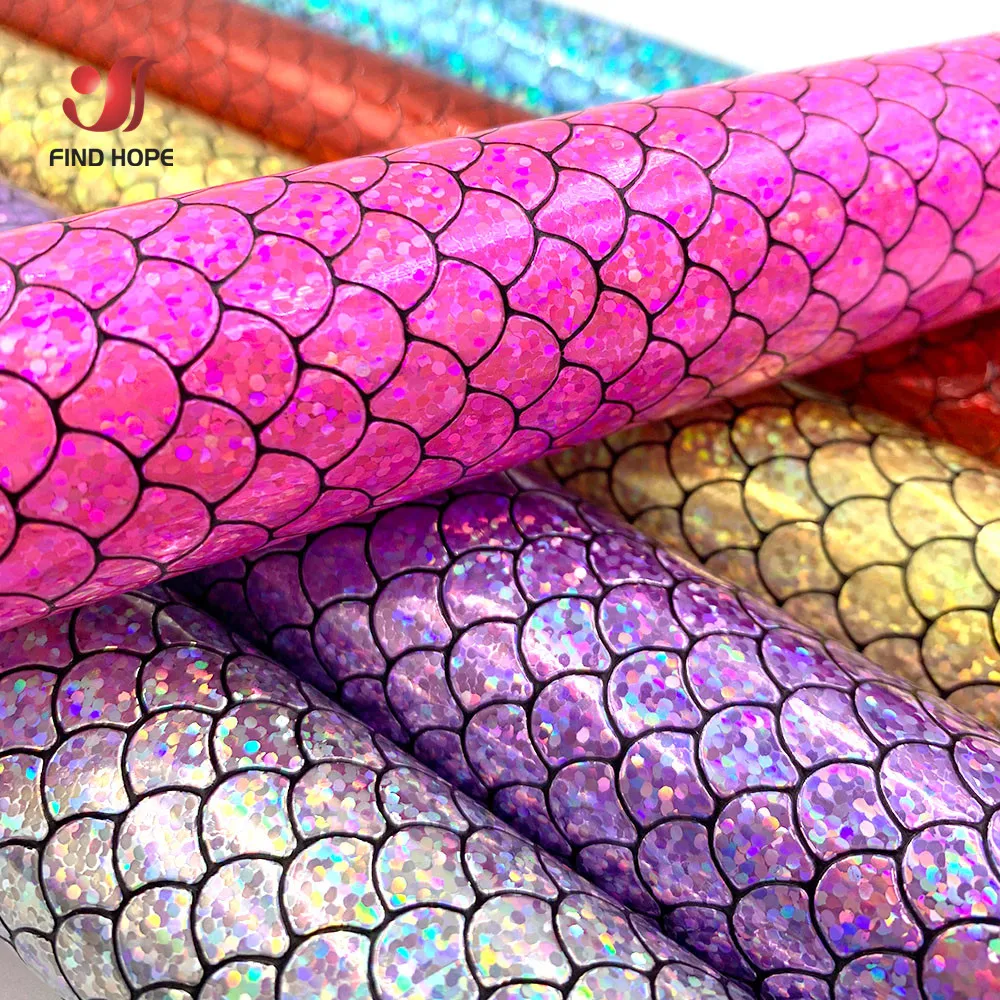 Sparkle Mermaid Fabric PU Faux Leather DIY Craft Brooch Bows GIFT Handmade Earring Craft Making Decoration Material Upholstery