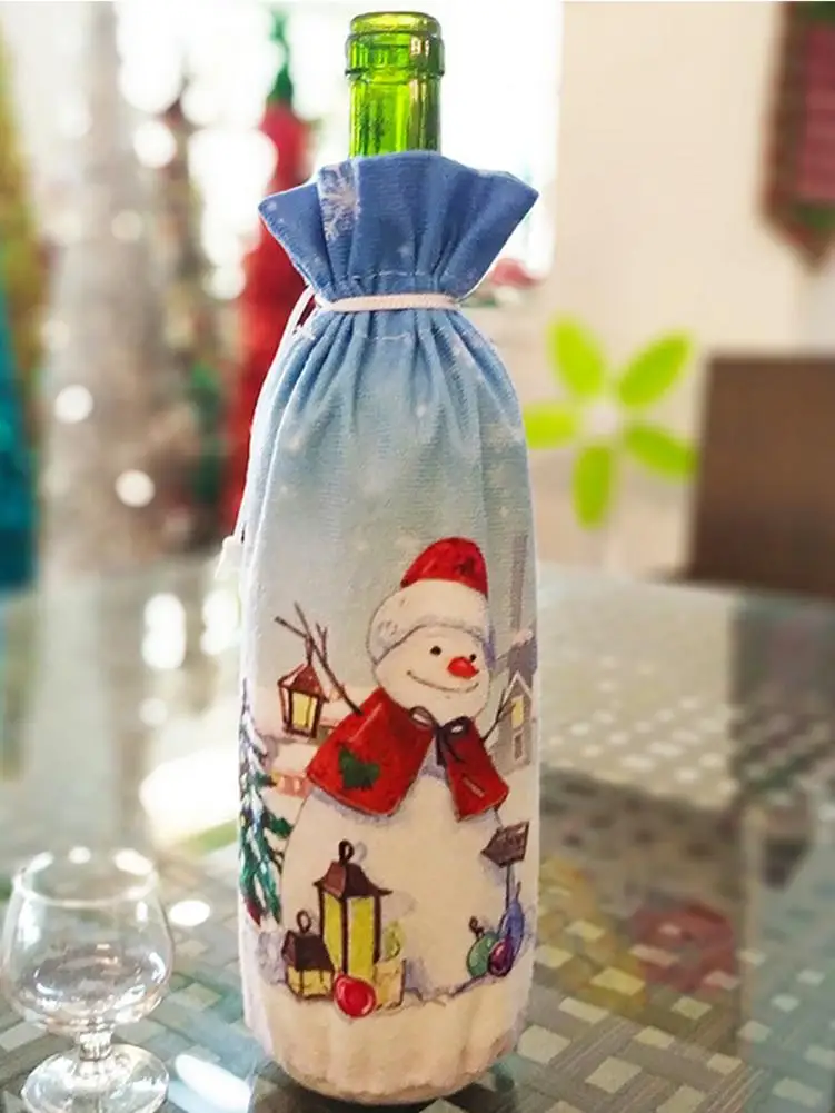 Рождественский свитер крышка бутылки вина снеговик лося дизайн бутылки вина платье для кухни Отель Ресторан украшения для рождественской
