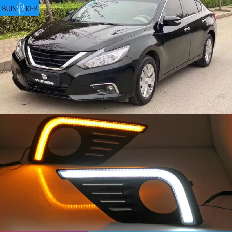 

Дневные ходовые огни для Nissan Altima Teana 2017 2018 светодиодный водонепроницаемые автомобильные светодиодсветодиодный Противотуманные фары 12 В с реле поворота