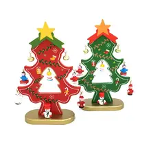 Деревянные Елки мини колокольчик Снеговик подвесной кулон в виде дерева настольный орнамент Рождественский Декор искусственное дерево для украшения дома