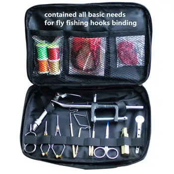 

MAXWAY Rotary Fly Tying Vise Tool Set Alloy Fishing Tools Combo Bag with Pliers and Thread