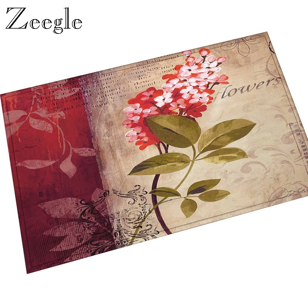 Vintage Printed Doormat for Entrance Door Carpet Kitchen Bathroom Anti-slip Floor Mats Bedroom Bedside Rugs Living Room Carpet